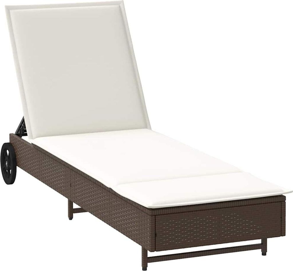 vidaXL Sonnenliege mit Rollen und Auflage Braun Poly Rattan Produktbild 