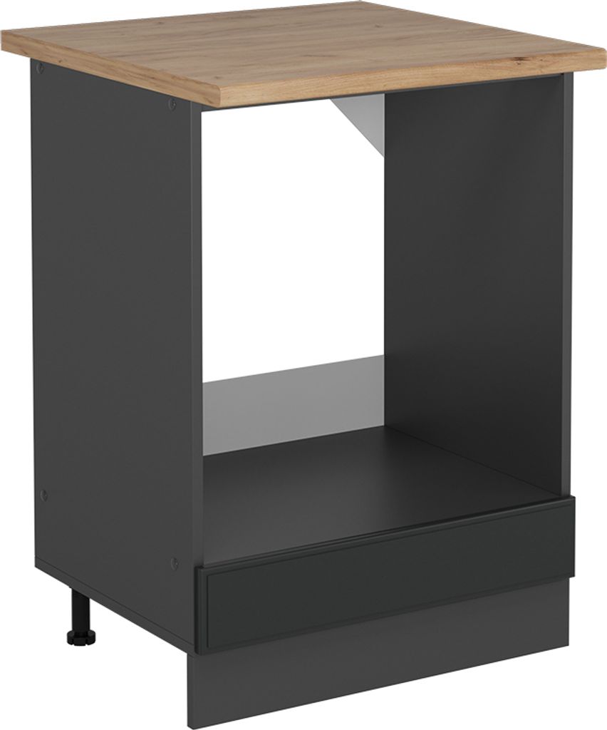 Herdumbauschrank Vicco R-Line Anthrazit Landhaus 60 cm , AP Eiche, Model 53490