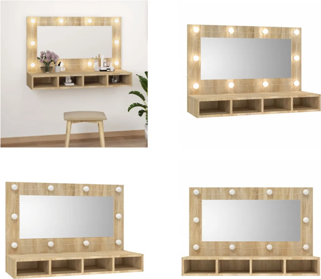 vidaXL Specchiera con LED rovere Sonoma 90x31,5x62 cm - Specchiera - Specchiere - Specchiera da parete - Specchio vanity