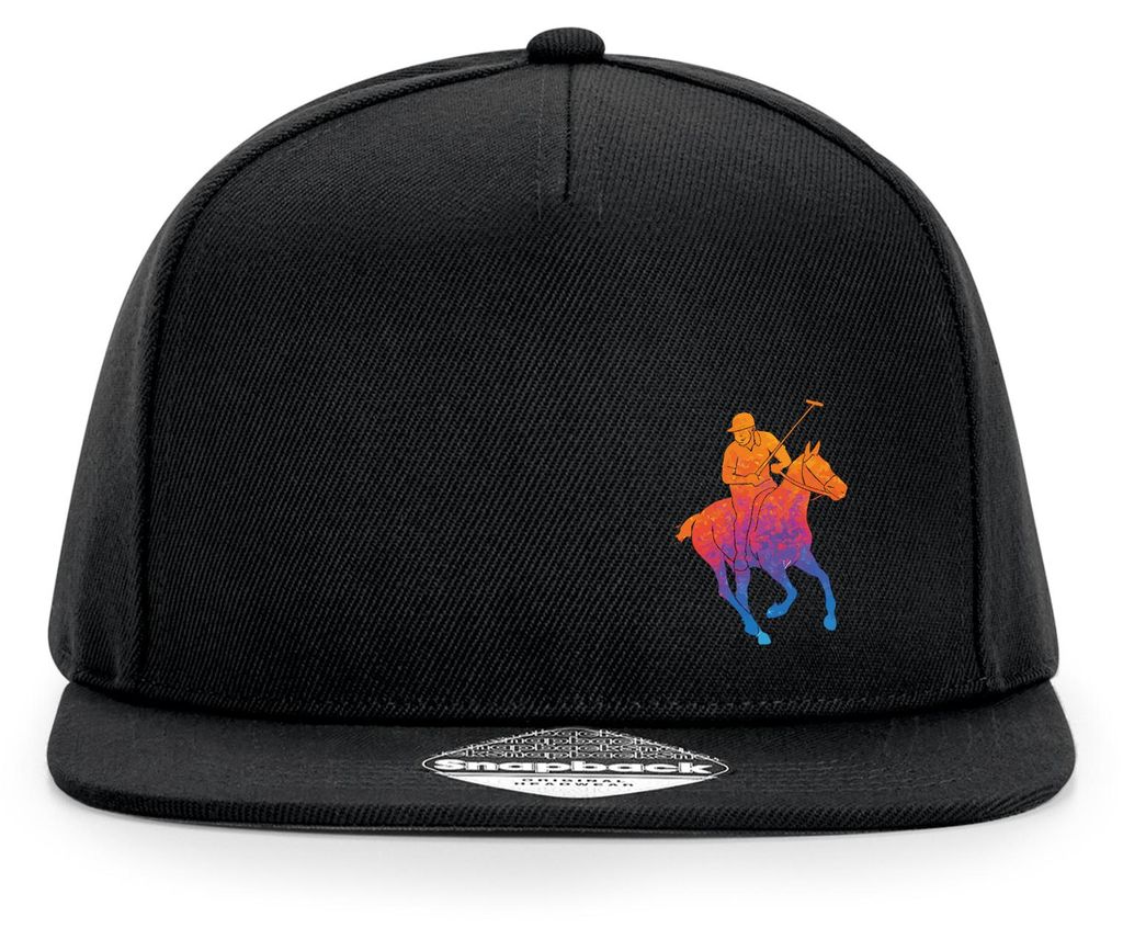 Huuraa Cappy Mütze Polo Spieler bunte Silhouette Black Polyester Snapback Kappe Geschenkidee