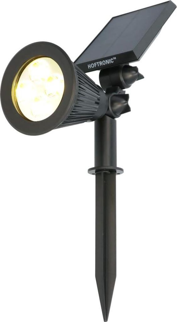 hoftronic Solar Gartenstrahler 2W 3000K 200lm Schwarz IP65 Schwenkbar