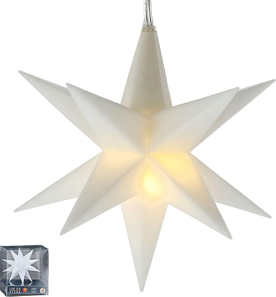 CEPEWA - LED Weihnachtsstern 6/18 Timer 3D Stern Ø11 weiß Produktbild 