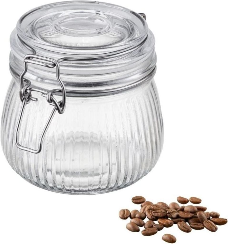 Hermetischer Glasbehälter, Linoleumglas 500 ml, Glasdeckel, Metallschnalle, Silikondichtung