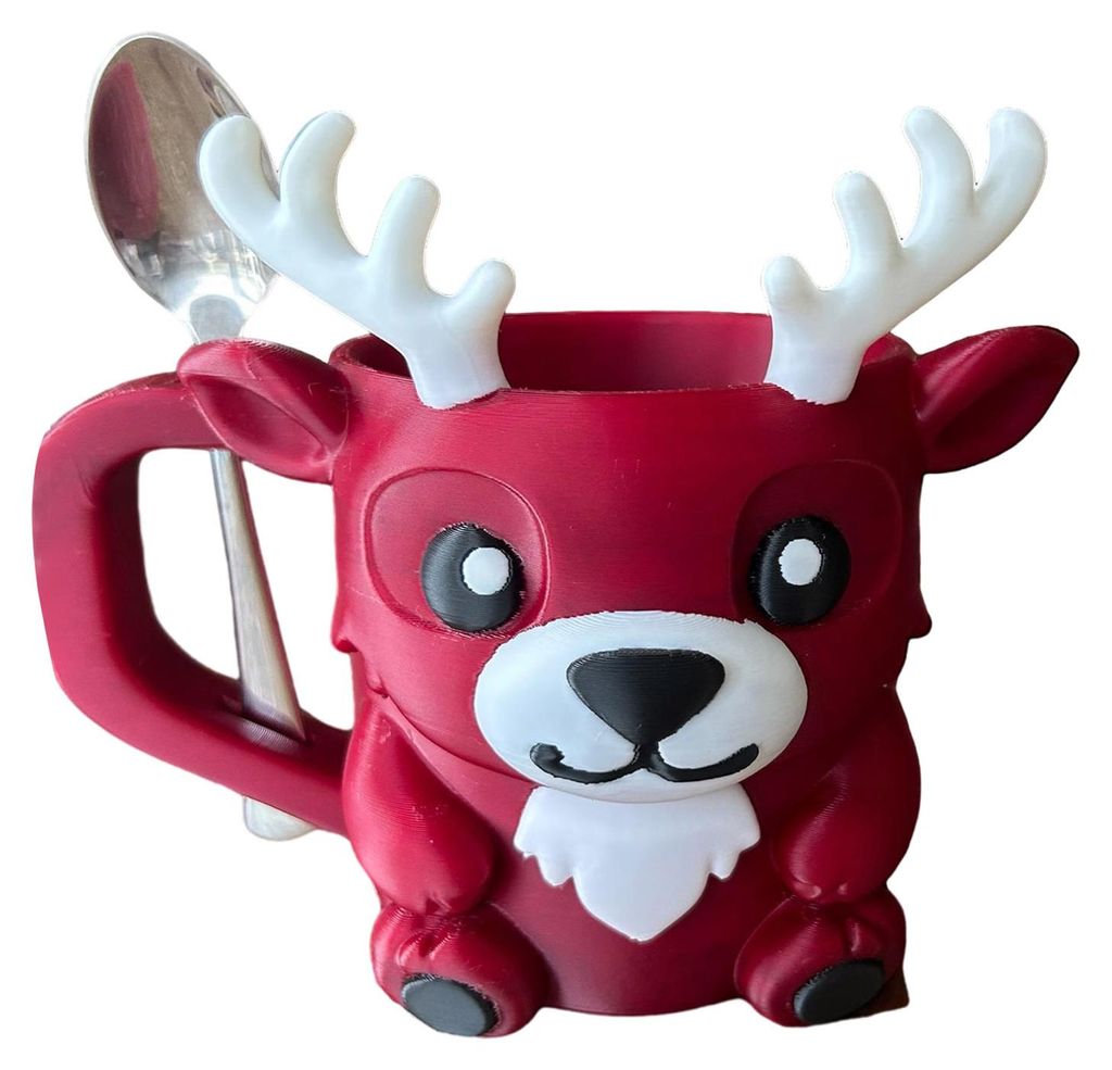 Rentier-Eisbecherhalter mit Löffelschlitz, Thermoschutz, Untersetzer in Tierform, Weihnachts-Eisbecherhalter