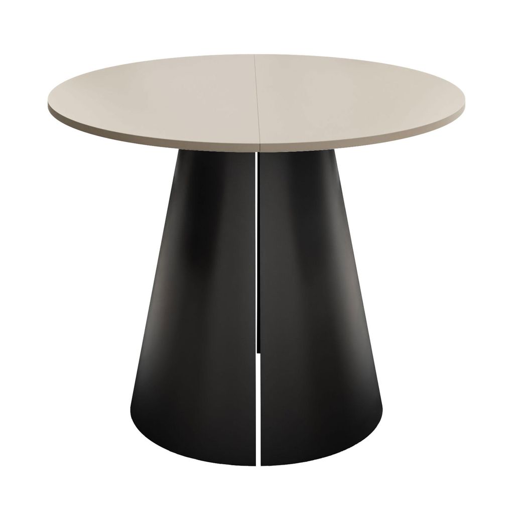 Runder Ausziehtisch LAVA, Tischdurchmesser 100 cm, Schwarz / Kaschmir matt