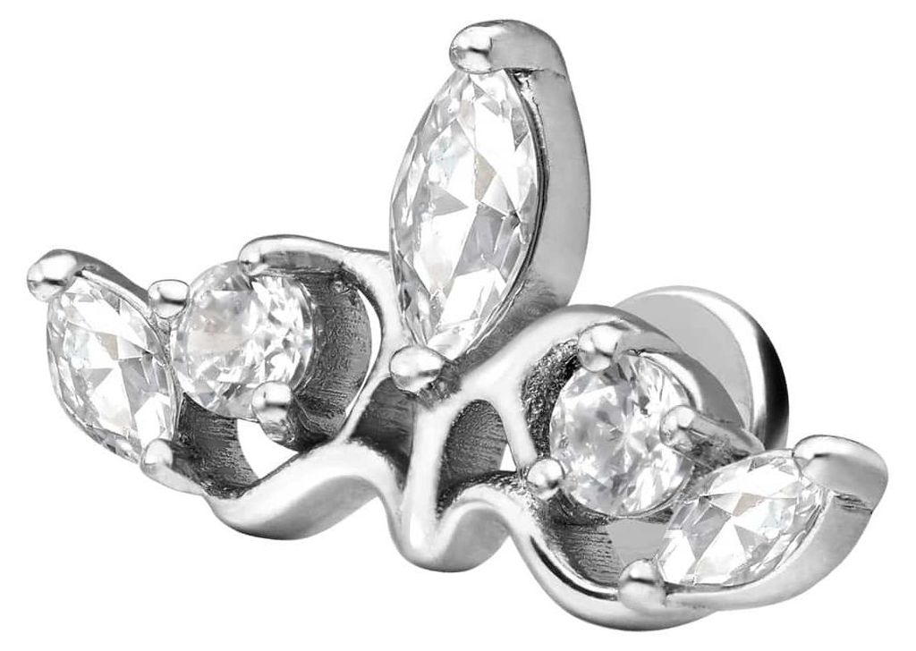 Ohrpiercing, Nasenpiercing Titan Labret mit Innengewinde GOTISCHE KRONE Silber Stablänge: 10mm | Stabstärke: 1,6mm