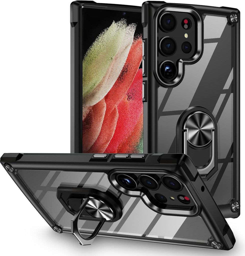 Handyhülle für Samsung Galaxy S23 Ultra Transparent High Tech Case Schutz Smartphonehülle Aufprallschutz