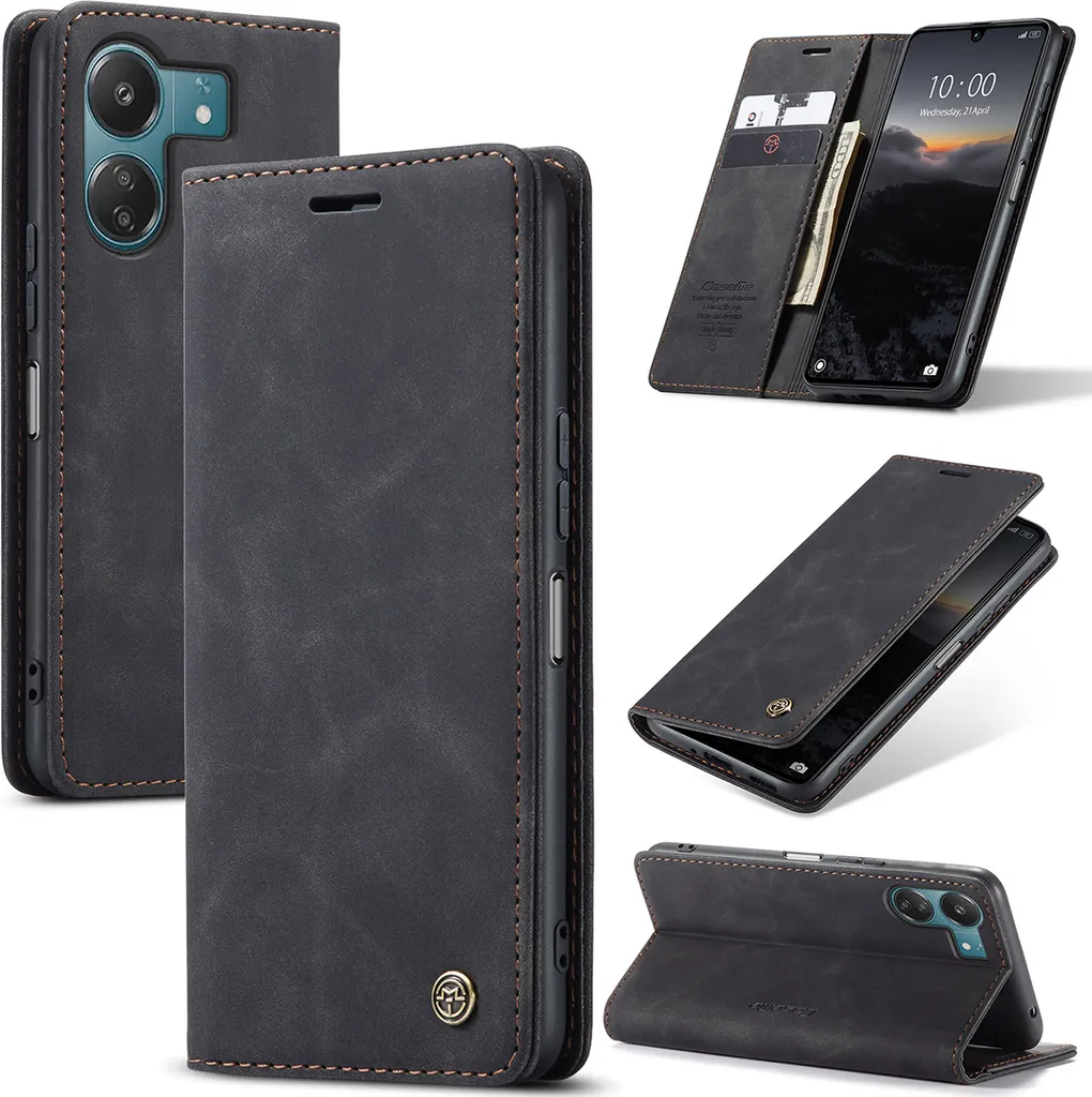 Offerta Custodia Stand Xiaomi Redmi 13C Poco C65 Pelle PU Nero