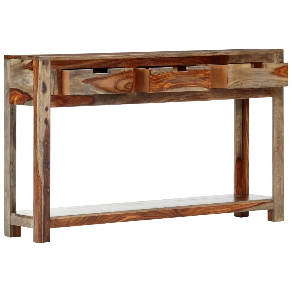 Meuble d'entrée 120 cm console bois acacia avec tiroirs pour rangement