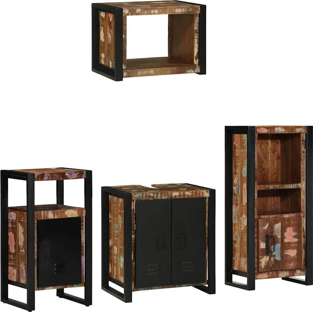 Maison Exclusive - Badezimmermöbel-Set mit Regal 4 pcs Massives upgecyceltes Holz