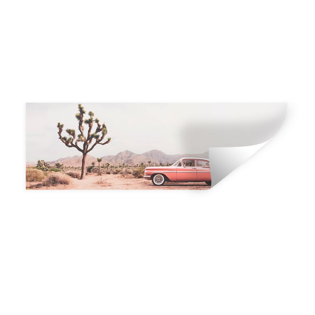 MuchoWow Wandtattoo Wandsticker Wandaufkleber Auto - Wüste - Baum - Berge - Sand 120x40 cm Selbstklebend und Repositionierbar - Repositionierbar...