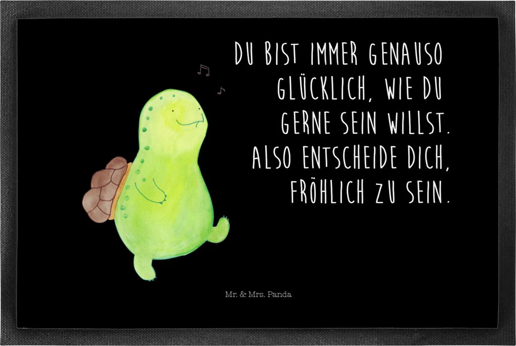 Mr. & Mrs. Panda Fußabtreter Schildkröte Pfeifen 50 x 75 cm - Schwarz - Geschenk, Depression, Schmutzfänger, fußmatte, Fussmatte, Trennung, Sch...