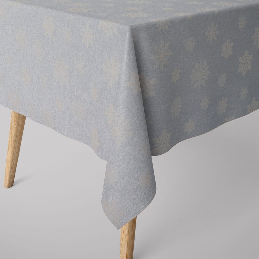 SCHÖNER LEBEN. Tischdecke Eiskristalle hellblau silber beige Größe 130x240cm