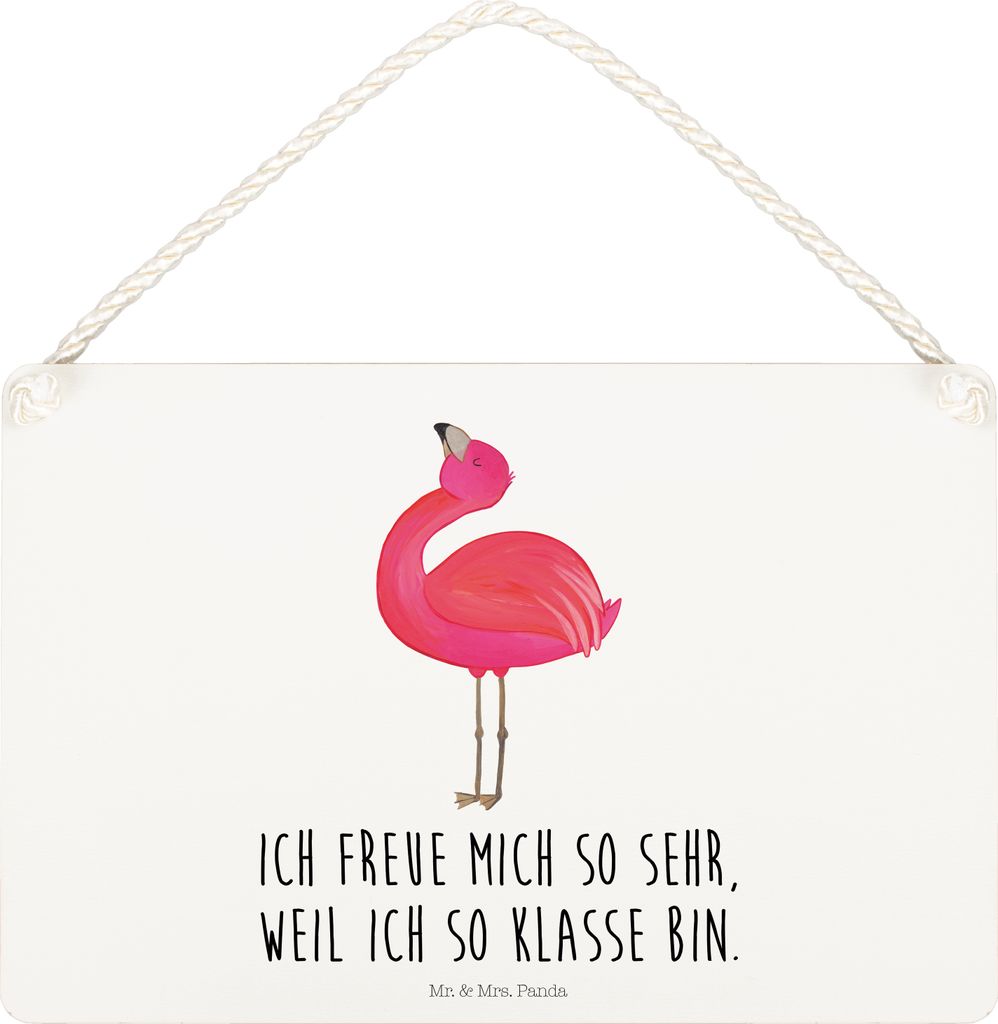 Mr. & Mrs. Panda holzbild Flamingo Stolz DIN A5 - Weiß - Geschenk, Holzschild, Türschild, Wandbild Holz, Mama, Schild, kleine aufmerksamkeit, Ros...
