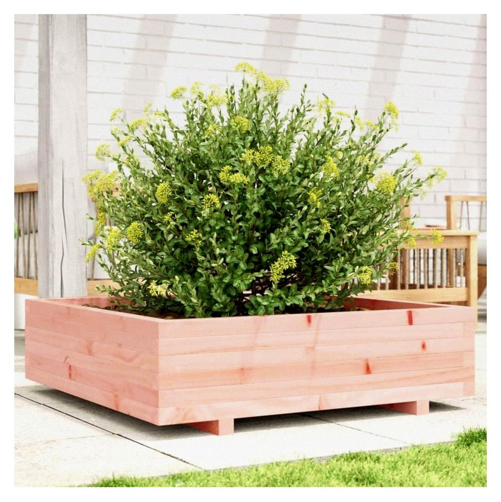 Großer Pflanzkübel aus Douglasienholz Hochbeet 90x90x26,5 cm für Garten, Balkon und Terrasse