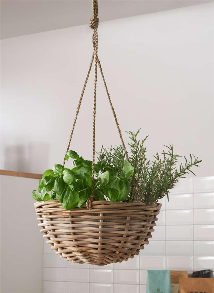 Pflanzampel "Koboo Grey" aus Rattan, grau, handgefertigt, Produktbild 