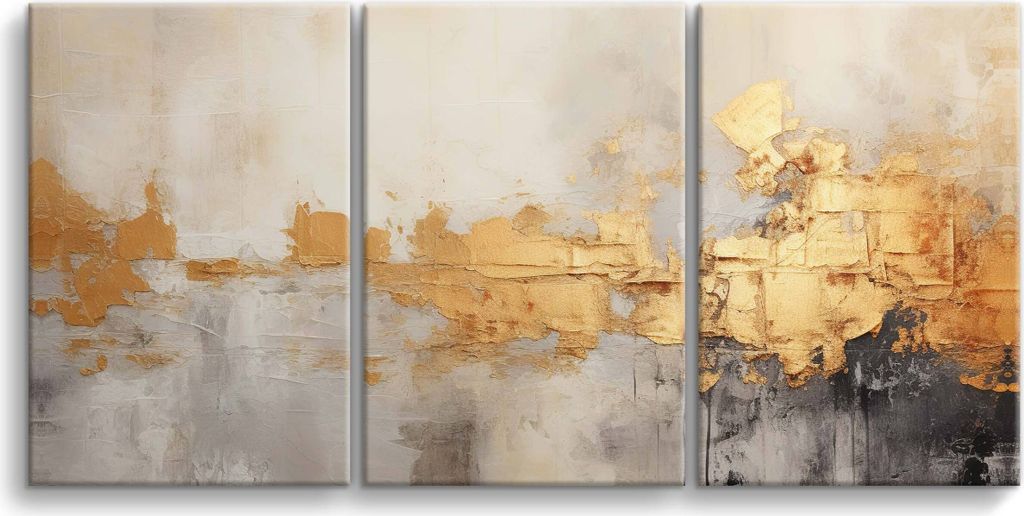 Leinwandbilder für das Wohnzimmer. Wanddekoration Goldene Abstraktion 60x120