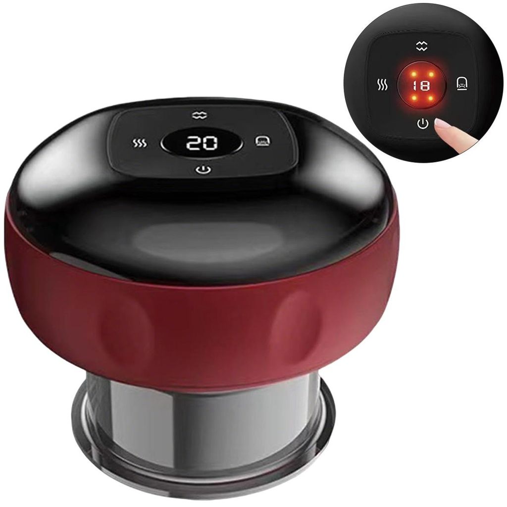 Massagegerät, Schröpf- und Gua-Sha-Gerät, 12 Wärmestufen + 3 Saugstufen, rotes Licht, Linderung von Rückenschmerzen/Verspannungen