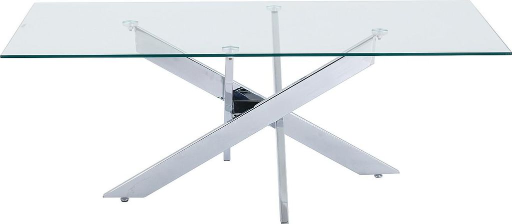 Couchtisch aus gehärtetem Glas und verchromtem Metall - Produktbild 