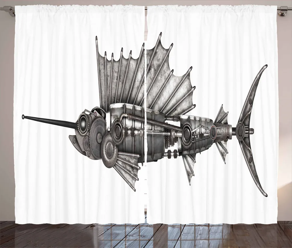 ABAKUHAUS Tenda Steampunk Pesce Vela 280x245 cm Grigio e Bianco