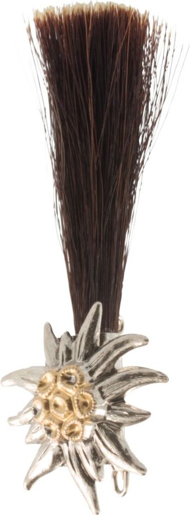 Hutanstecker Edelweiß mit Gamsbart von Hut-Breiter in silber