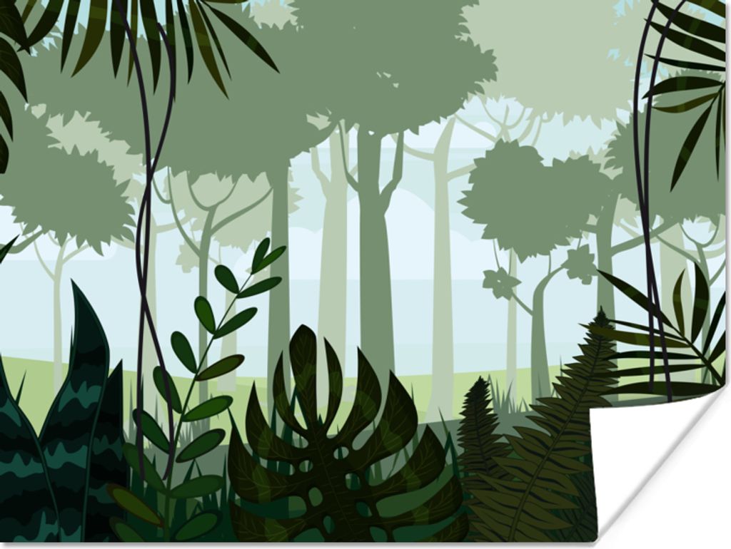 MuchoWow Poster Dschungel - Pflanzen - Tropisch - Junge - Mädchen - Kinder 40x30 cm - Plakate für die Wände - Poster Wohnzimmer