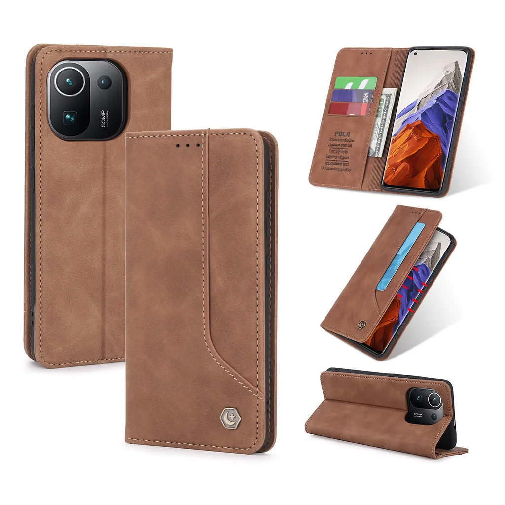 Custodia Vintage Xiaomi Mi 11 Pro Marrone - Cover Flip Portafoglio
