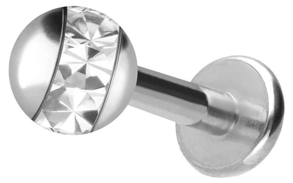 Ohrpiercing, Nasenpiercing Chirurgenstahl Labret EPOXY-RING-KUGEL Silber Stablänge: 6mm + Stabstärke: 1,6mm + Kugelgröße: 4mm