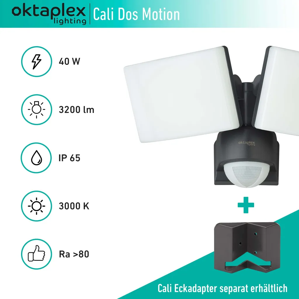 Applique murale LED détection mouvement 230V IP65 3200lm blanc chaud