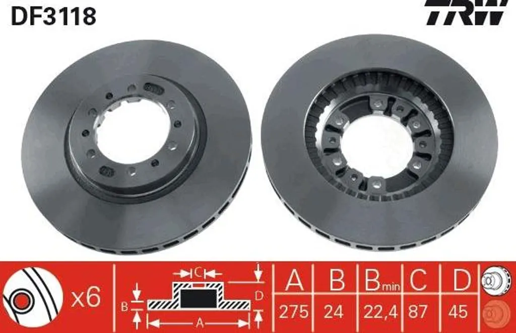 Disque de frein TRW DF3118 haute teneur en carbone pour Pajero Sport