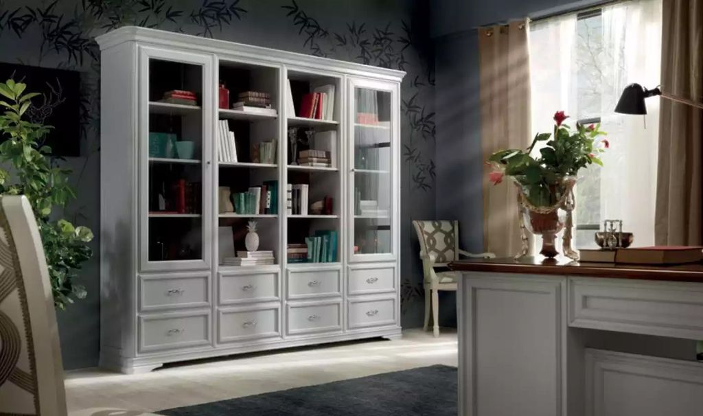 Wohnzimmer Schrank Bücher Regal Weiß Klassische Möbel Regale Holz Neu