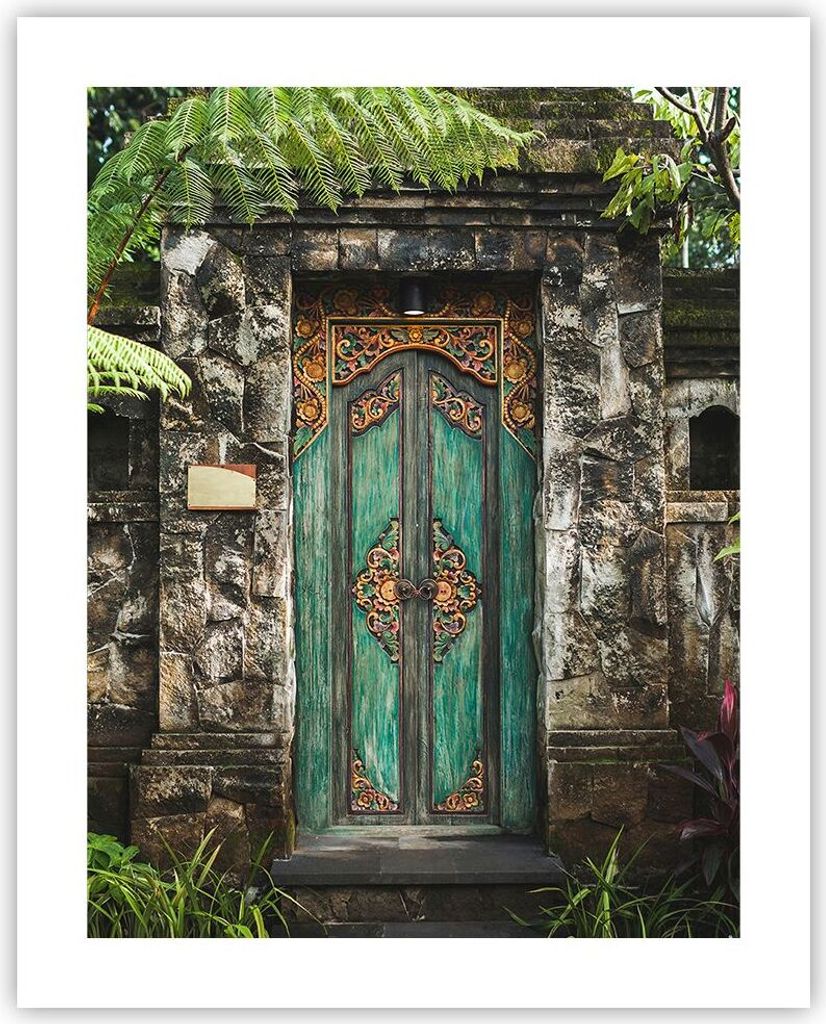 Poster - Poster ohne Rahmen - Tor Tür Grün - 40x50 cm - Wand Bild - Wanddeko - Wandbilder - Kunstposter - Wandposter - Bilder - Kunstdruck - Wand...