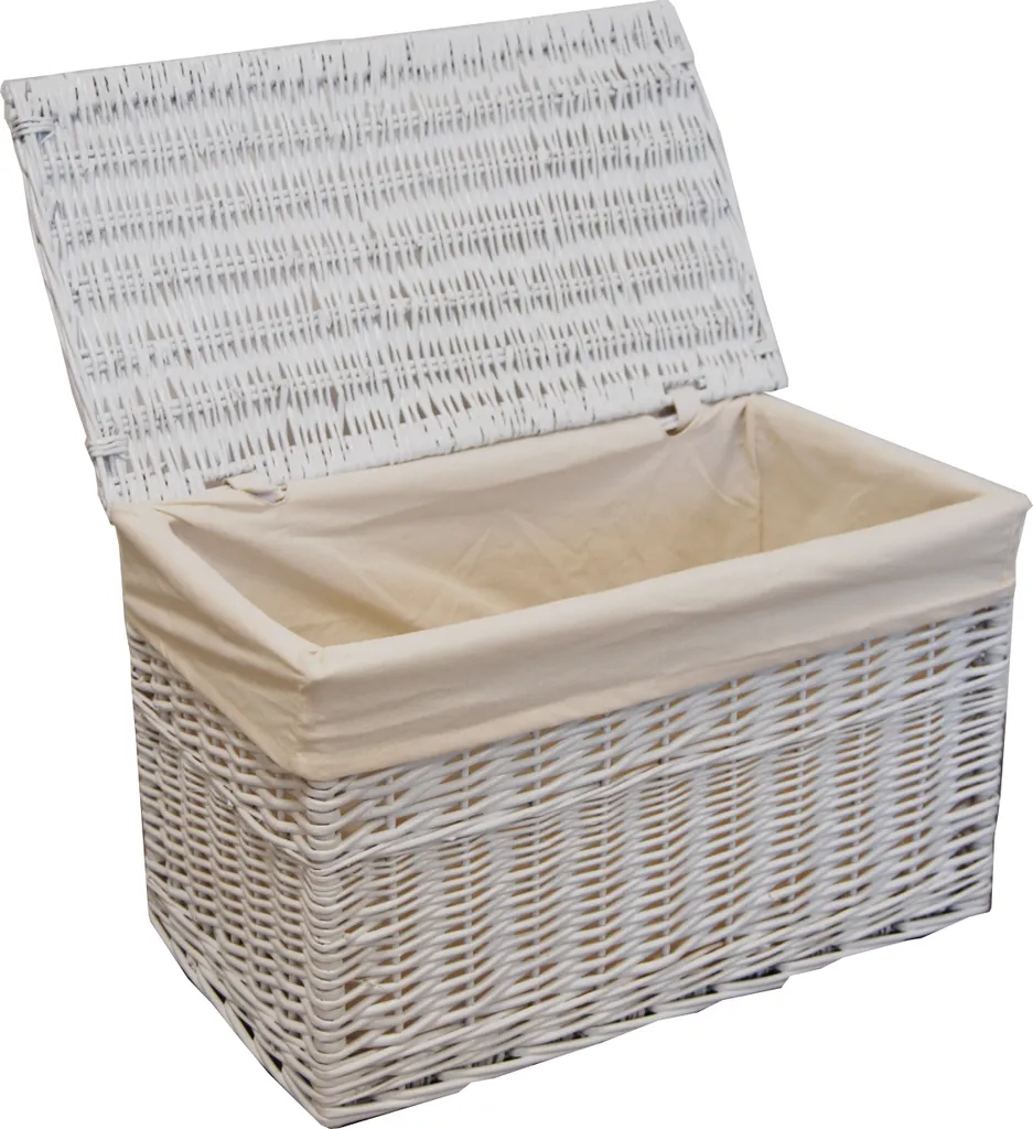 Panier à linge anti-odeur en osier blanc rectangulaire avec couvercle - 2