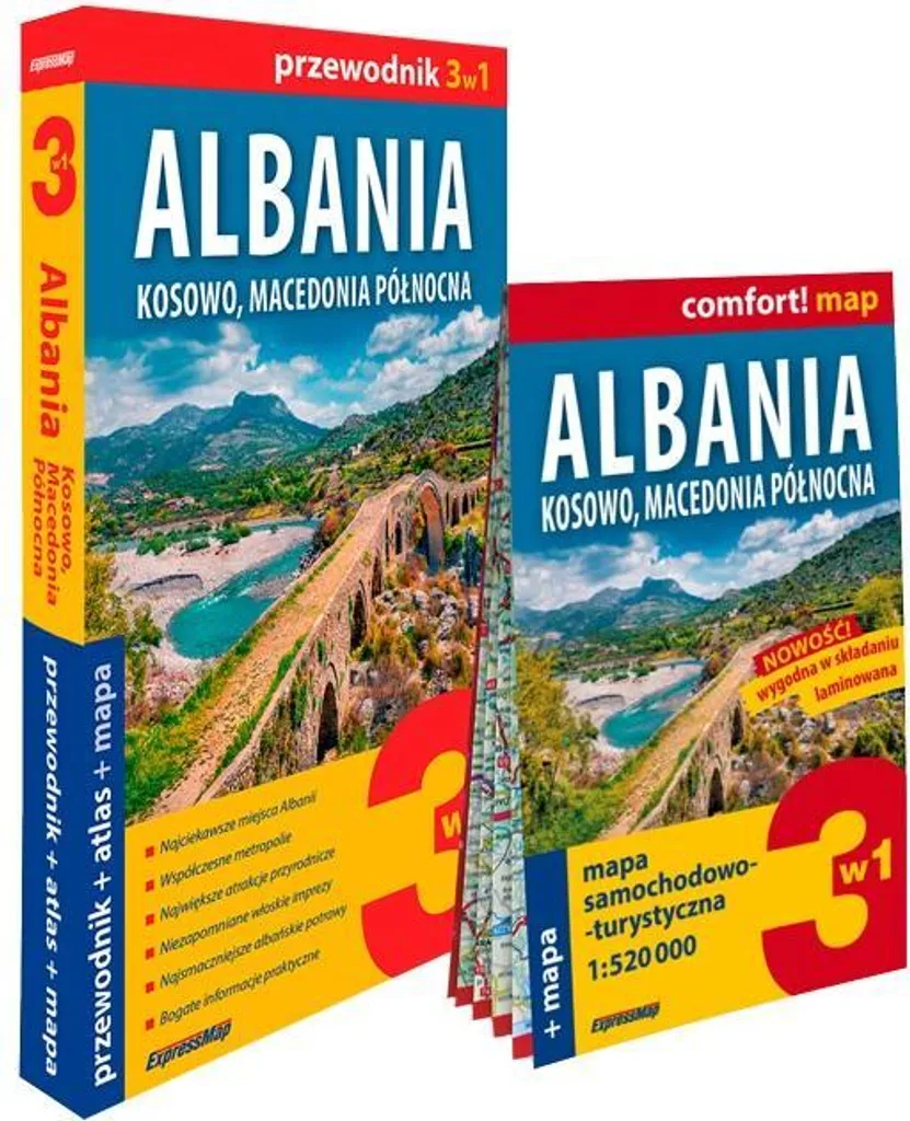 Guide touristique Albanie avec carte plastifiée et atlas régional complet
