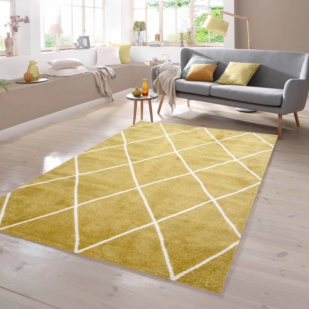 Teppich Skandinavischer Stil Rautenmuster gold creme weiß Größe - 240 x 340 cm