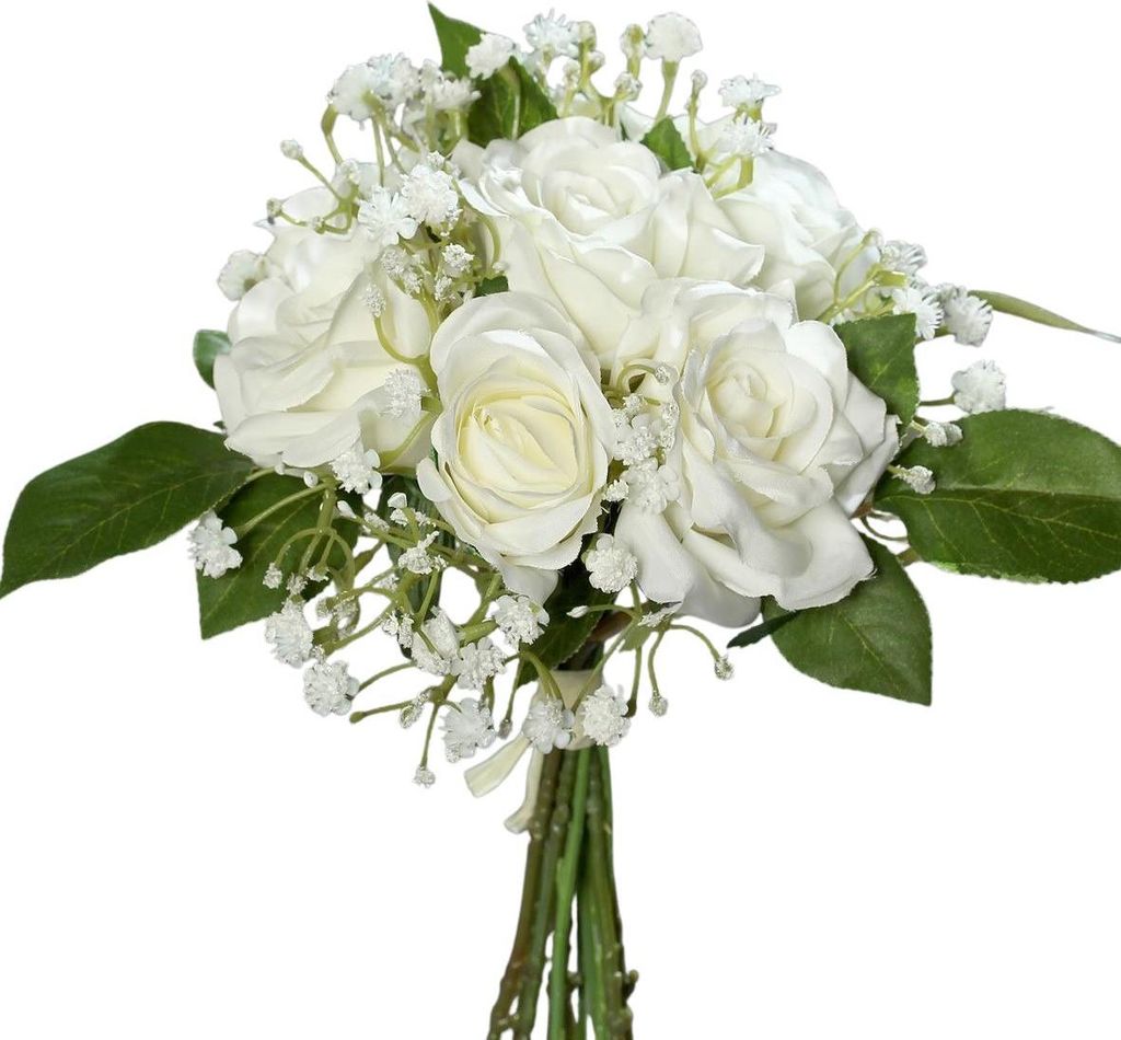 aplanta Rosenstrauß - Rupert | 20 cm, für drinnen & draußen, Kunstblume, wie echt, Allergiker geeignet, pflanzliche Dekoration Praxis, Office Wo...