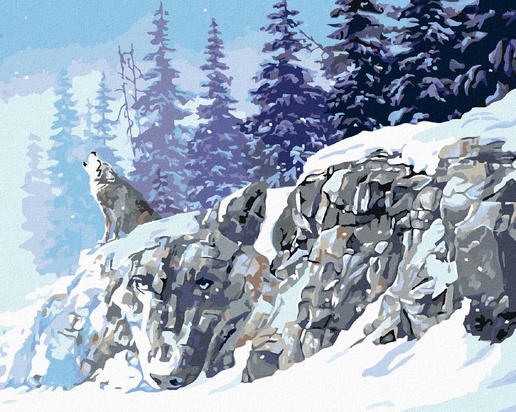 Zuty - Malen nach Zahlen - HEULENDER WOLF IM WINTER (D. RUSTY RUST), 40x50 cm, ohne Keilrahmen