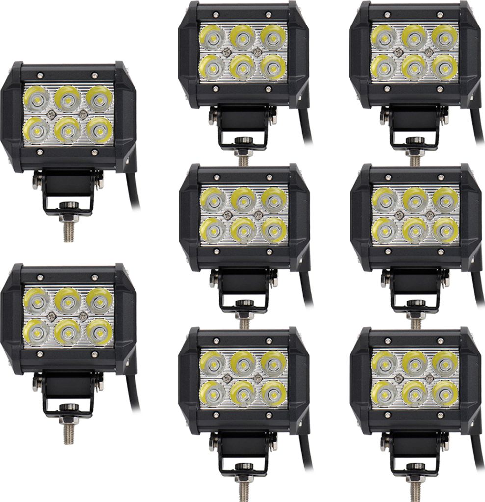 Greenmigo 8pcs 18W LED Scheinwerfer Flutlicht Rückfahrscheinwerfer IP67 Wasserdicht Zusatzscheinwerfer Arbeitsscheinwerfer 12V 24V