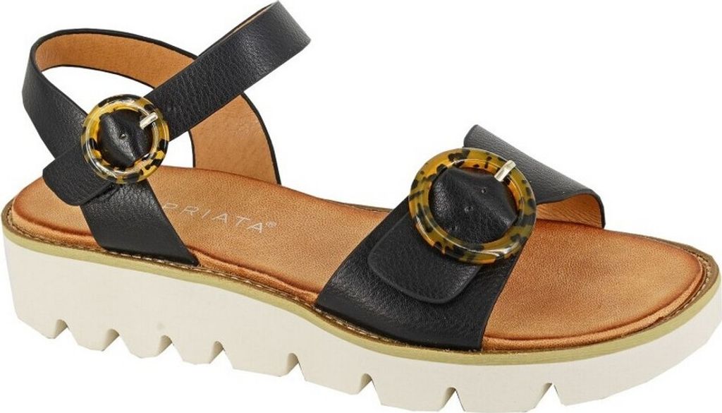 Cipriata - Damen Sandalen mit Keilabsatz "Mimi" DF2326 (40,5 EU) (Schwarz/Weiß)