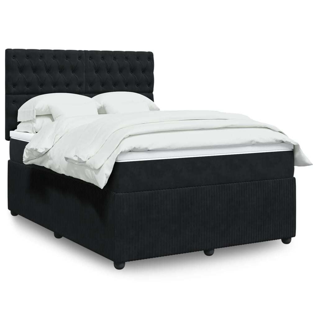 Maison Exclusive - Boxspringbett mit Matratze Schwarz 140x200 cm Samt