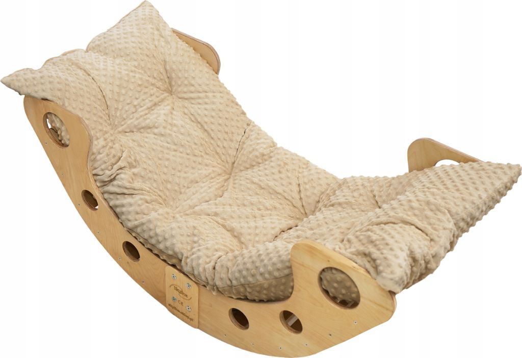 Skyline Holz Kletterbogen Klettergerüste Kletterdreieck Baby Kletterwippe Holzbogen für Kinder Montessori Lack Klappbar, mod.B, 85x42x36cm, Beige
