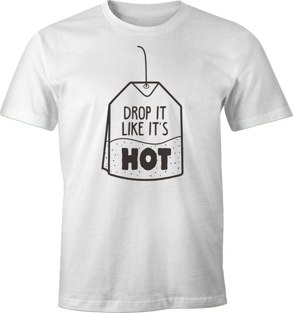 Herren T-Shirt Spruch Drop it like it's hot Fun-Shirt Moonworks weiß 3XL