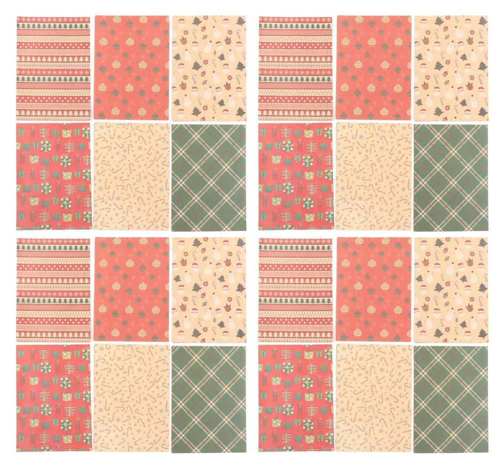 Papier Kraft de Noël Résistant 70x50cm avec Motifs Traditionnels Lot de 4
