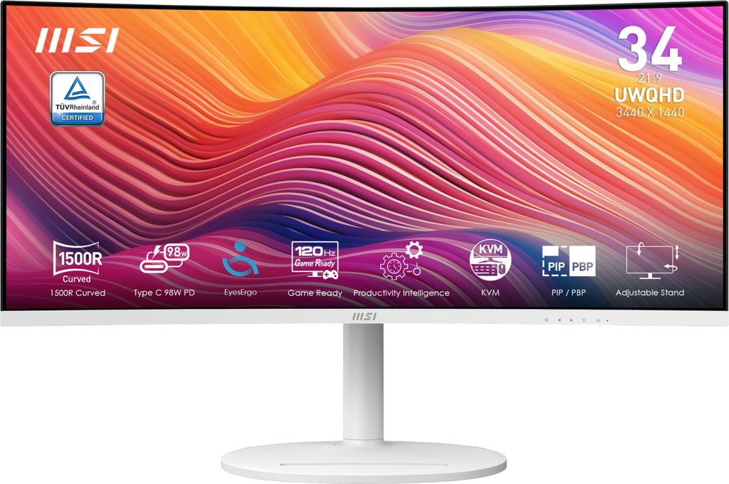MSI Modern MD342CQPW Computerbildschirm 86,4 cm (34") 3440 x 1440 Pixel UltraWide Quad HD Weiß