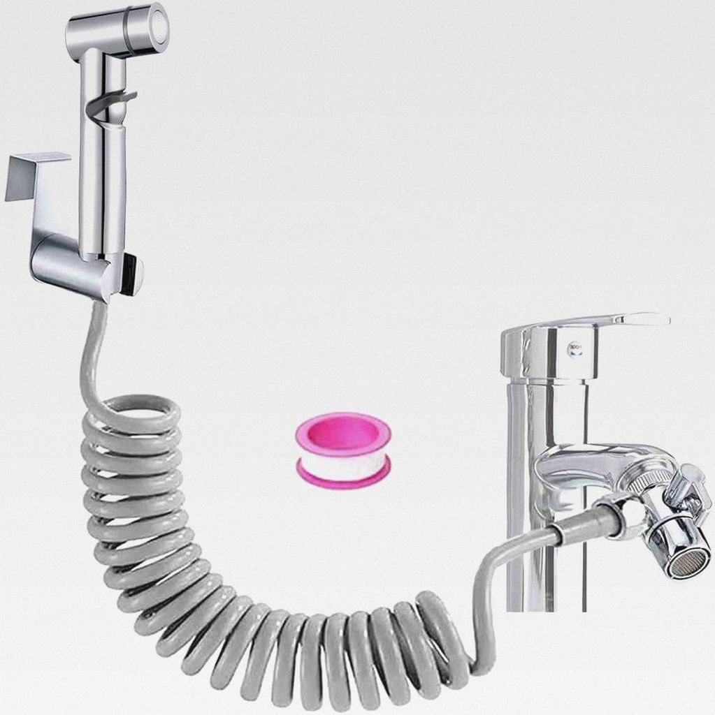 Bidet ABS-Kunststoff Handbrause Set, Badezimmer-Bidetaufsatz mit Wasserhahn-Spender, Federschlauchhaken, M22 x M24 Wasserhahnspender, Badezimmerhyg...