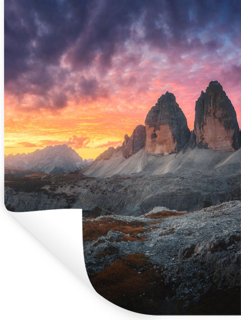 MuchoWow Wandtattoo Wandsticker Wandaufkleber Felsen - Berg - Sonnenuntergang - Landschaft 120x160 cm Selbstklebend und Repositionierbar - Wierde...