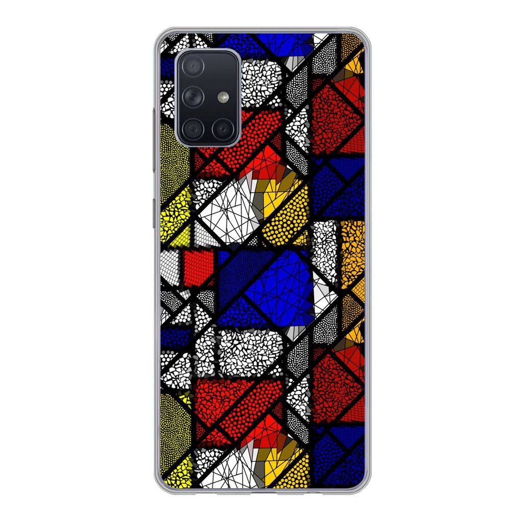MuchoWow Handyhülle Schutzhülle Hülle für Samsung Galaxy A51 Mondrian - Glasmalerei - Alte Meister - Kunstwerk - Abstrakt - Malerei Silikon S...