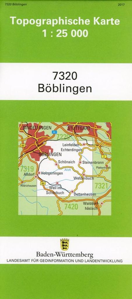 Topographische Karte Baden-Württemberg Böblingen