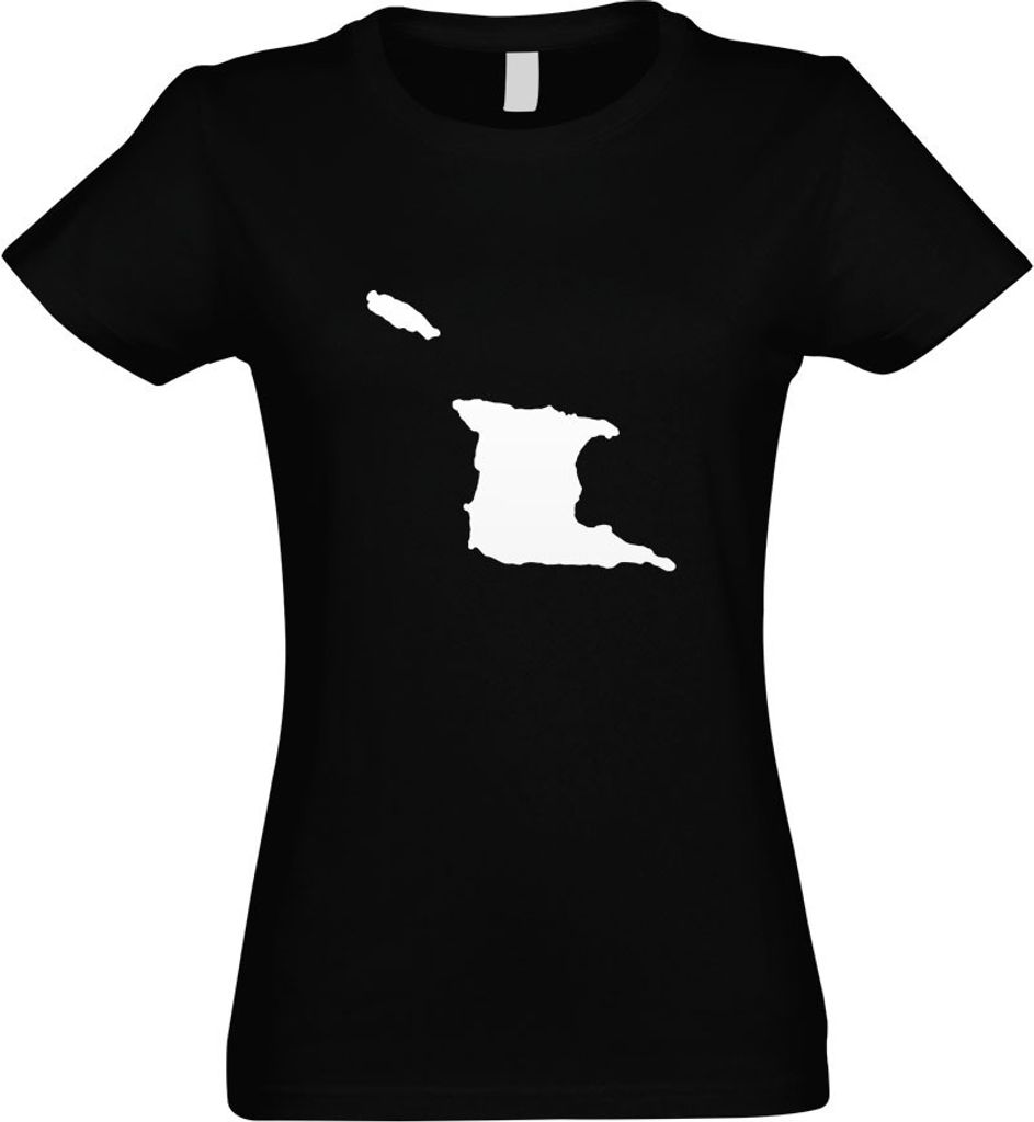 Kiwistar - T-Shirt tailliert - Damen - schwarz - Trinidad und Tobago Umriss - mit Motiv Bedruckt - Funshirt Design - Sport - Freizeit - Damen - S