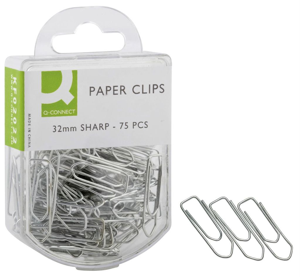 Q-Connect® KF02022 Büroklammern, 32 mm glatt, verzinkt Produktbild 